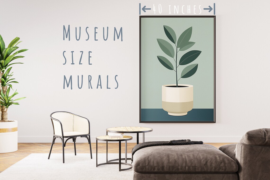 Minimalist Potted Plant Cream Pot Sage Green Botanical Art Poster - Image 5