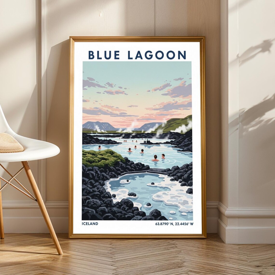 Blue Lagoon Iceland Geothermal Spa Milky Water Vintage Travel Poster
