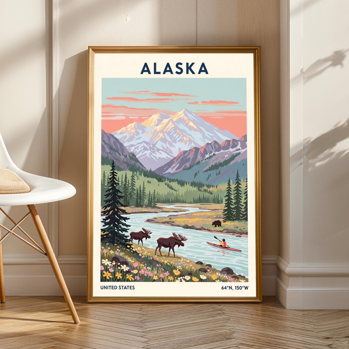 Alaska Wilderness Vintage Travel Poster, Landscape