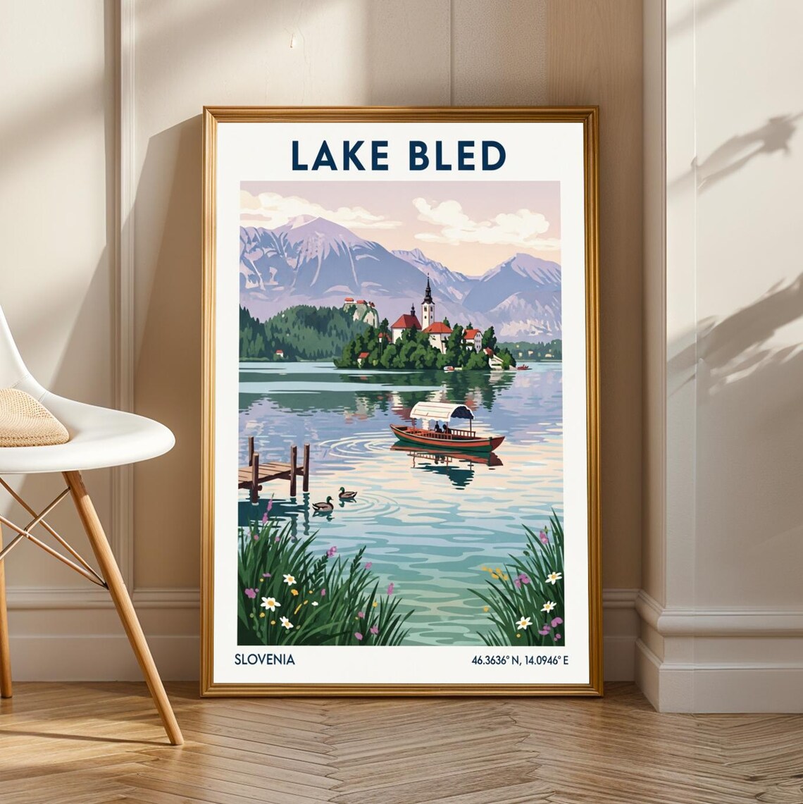 Lake Bled Slovenia Island Church Alpine Vintage Travel Poster