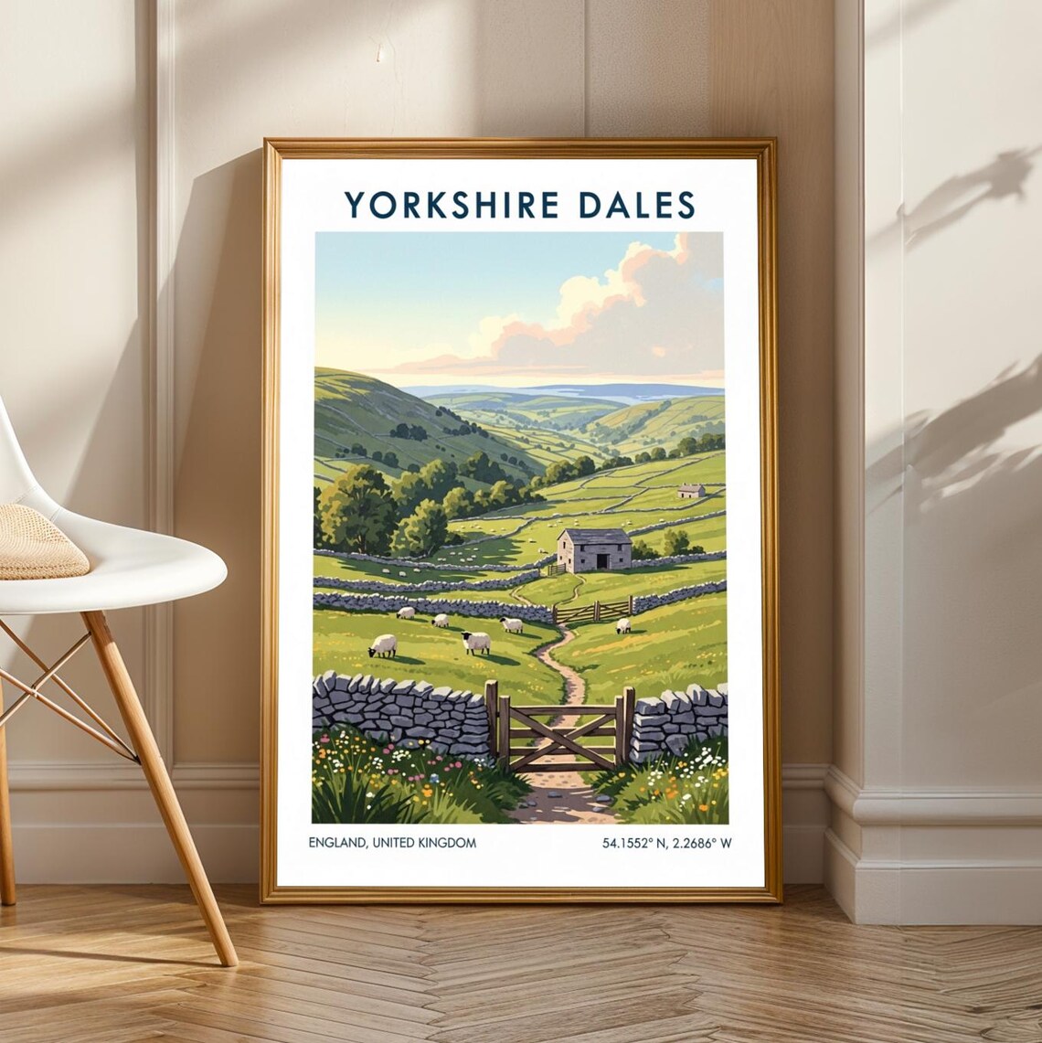 Yorkshire Dales England Countryside Sheep Vintage Travel Poster Farm