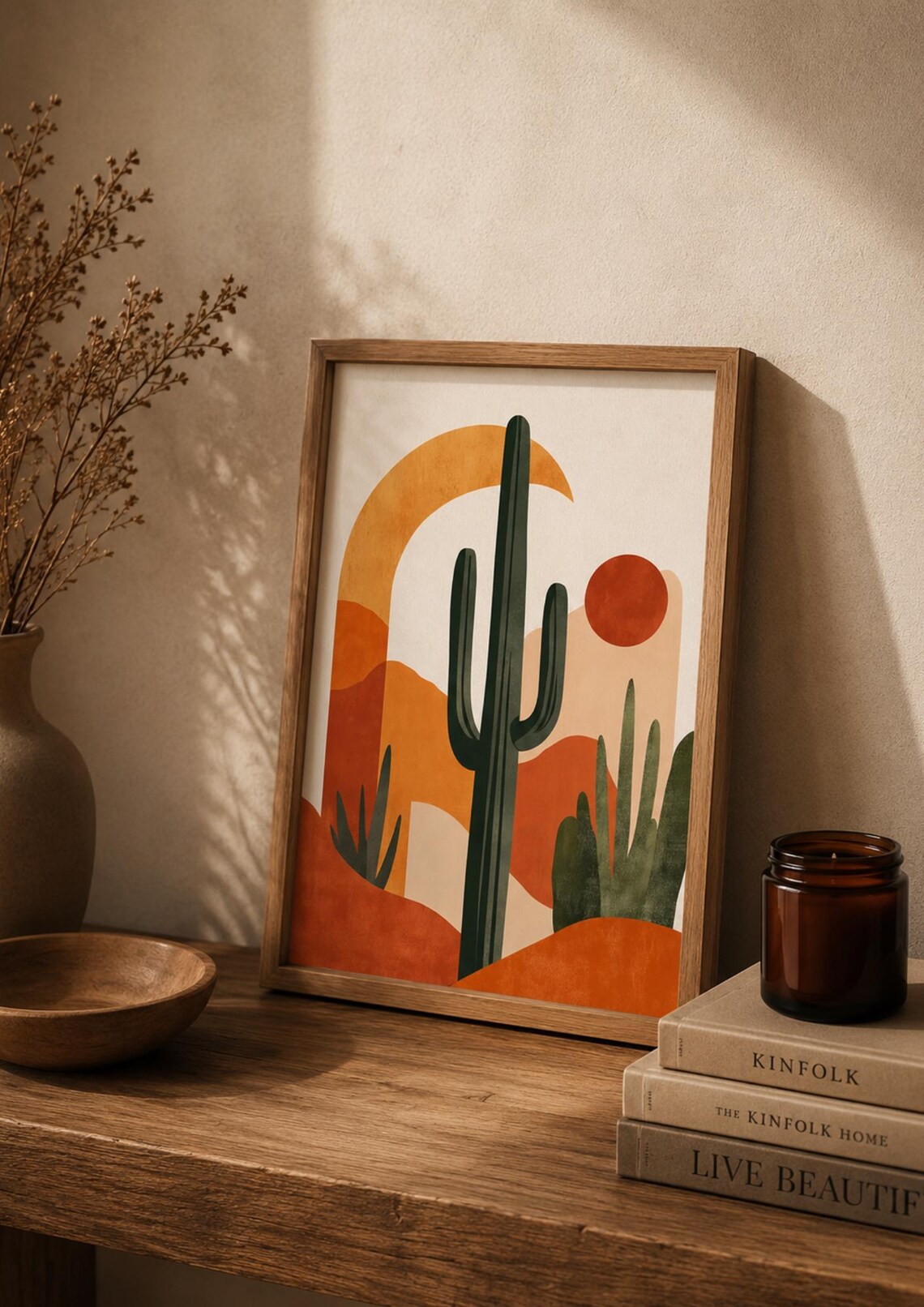 Desert Cactus Poster, Southwestern Landscape Boho Decor