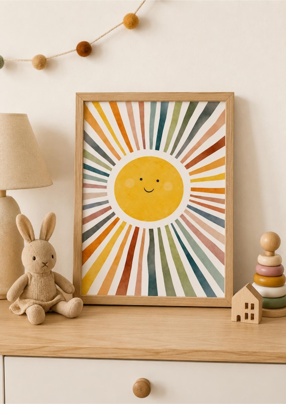 Sun Nursery Wall Art, Boho Poster Print