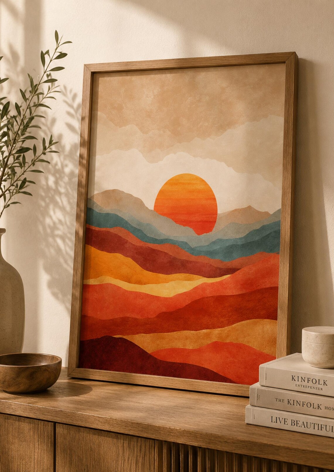 Desert Sunset Poster Print, Boho Southwestern Art