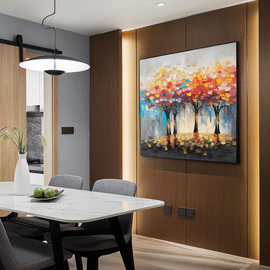 Colorful Tree Of Life Multicolor Leaves Abstract Painting Poster - Image 2