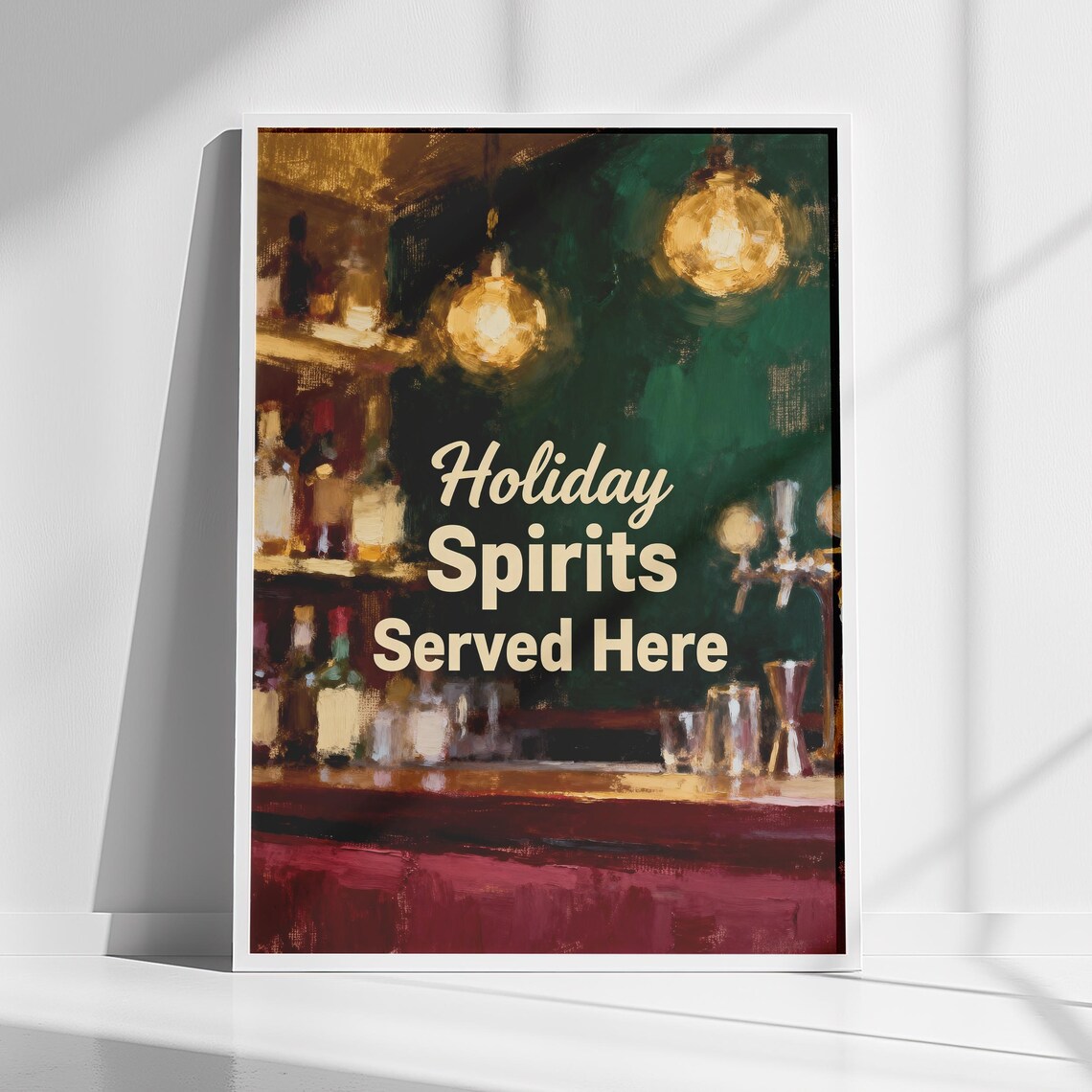 Christmas Bar Cart Decor, Holiday Spirits Sign