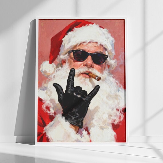 Christmas Wall Art Funny Santa Rock And Roll Print Instant