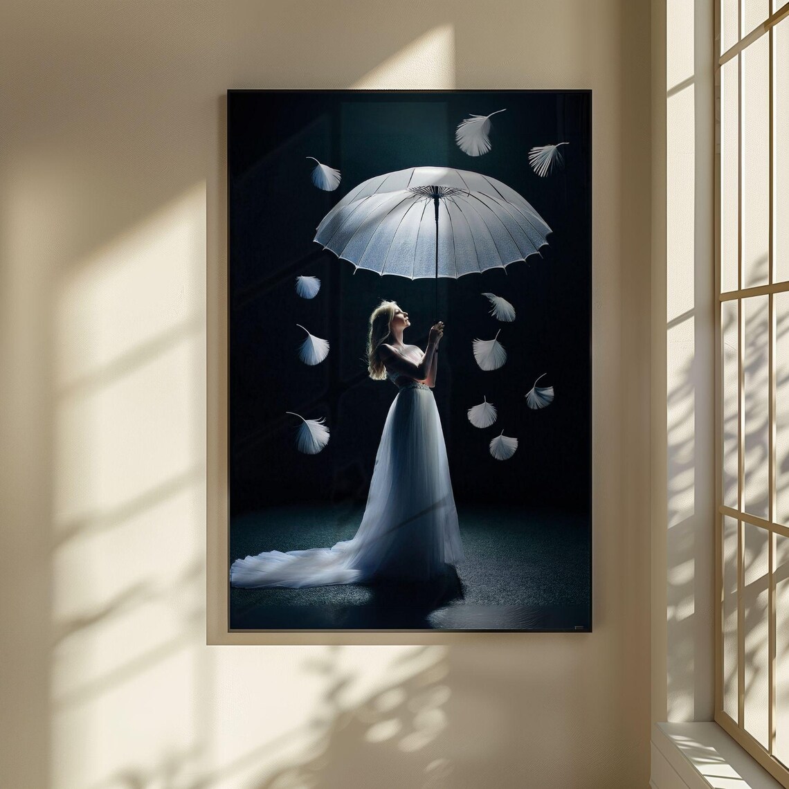Elegant Woman With Umbrella, Surreal Bedroom Poster - Image 5