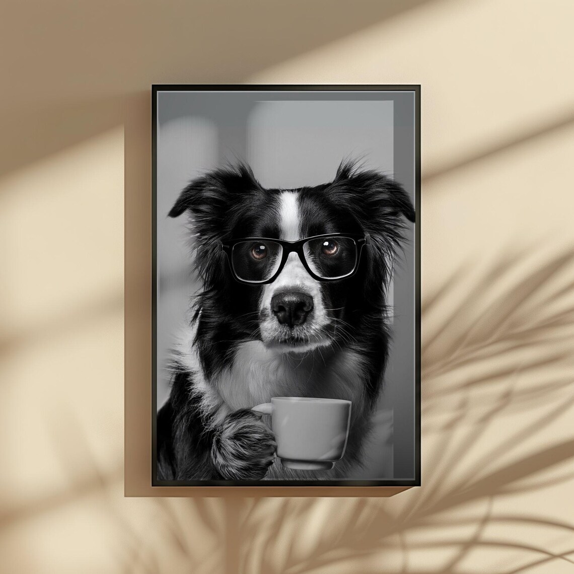 Border Collie Drinking Coffee, Funny Dog Poster - Image 4