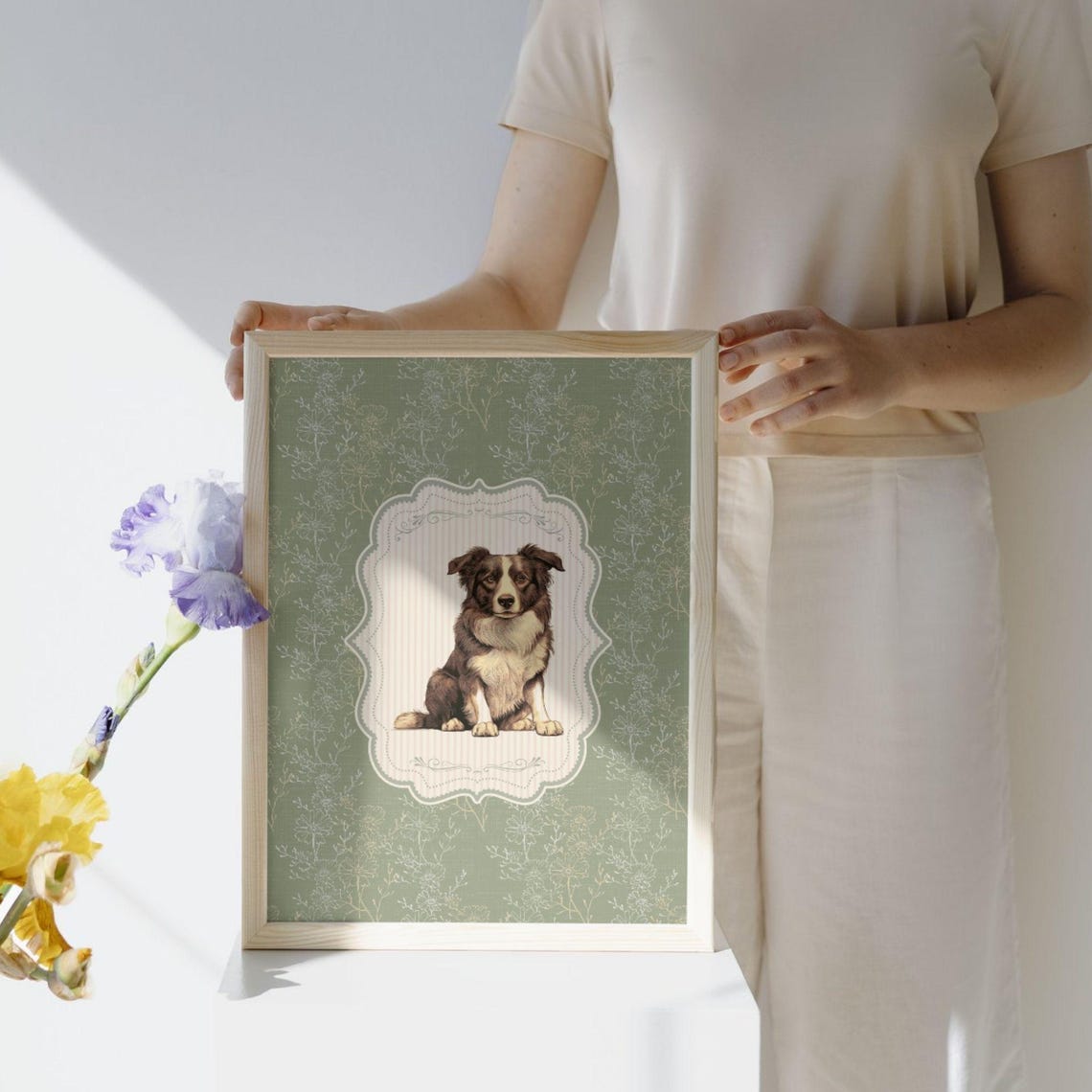 Vintage Dog Print, Floral Nursery Decor - Image 5