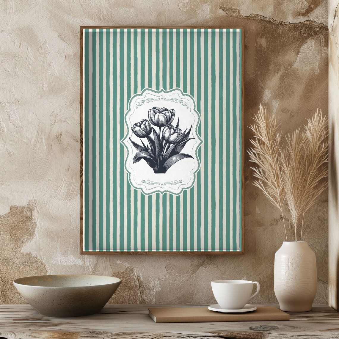 Vintage Black Flower Print, Antique Botanical Floral