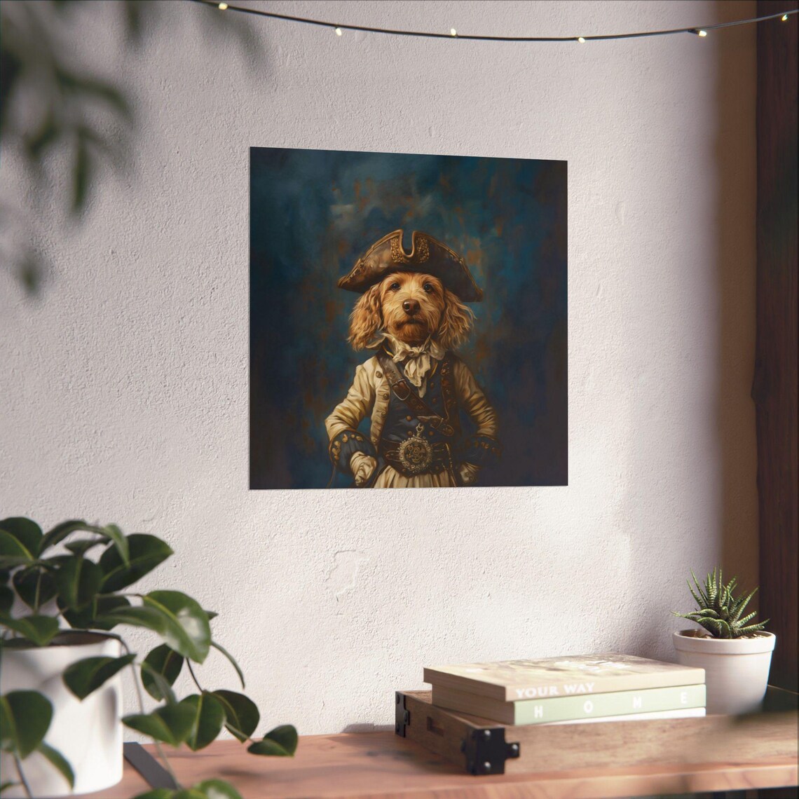 Doodle Pirate Captain Tricorn Portrait Whimsical Regal Dog Art Poster - Image 3
