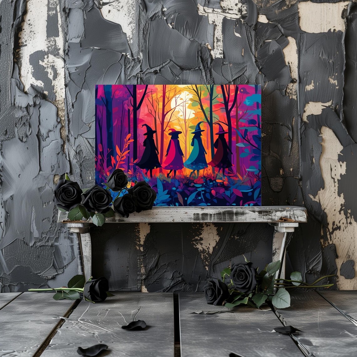Witch Geometric Gothic Modern Halloween Art Print