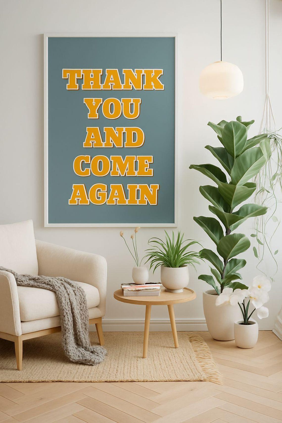 Thank You And Come Again Retro Typography Fun Quote Wall Poster