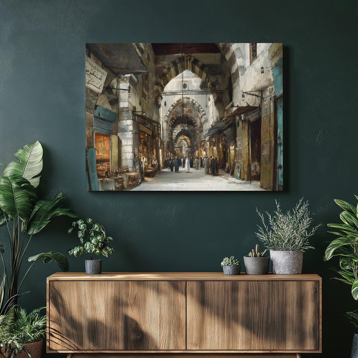 Ancient Souk Marketplace Vaulted Stone Archways Travel Poster