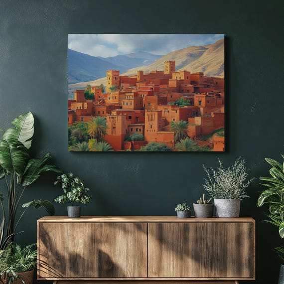 Morocco Canvas Wall Art Vibrant Detailed Landscape Painting Decor Colorful Scenery Home Gift Livingroom Decoration Inexpensive