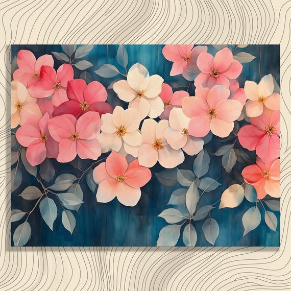 Vibrant Floral Canvas Wall Art Pink Petals White Blossom Spring Garden Nature Bloom Flower Artwork Gift For Teens Modern Botanical Decor