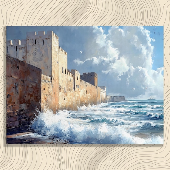 Essaouira Ramparts Coastal Fortress Atlantic Ocean Waves Wall Art