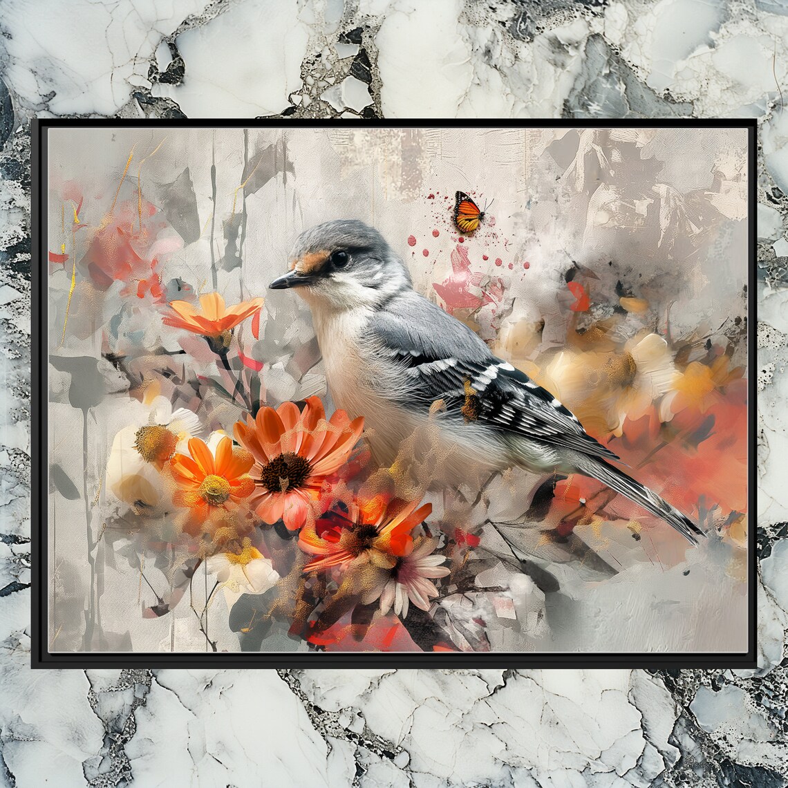 Mockingbird Bird Art Print, Living Room Decor