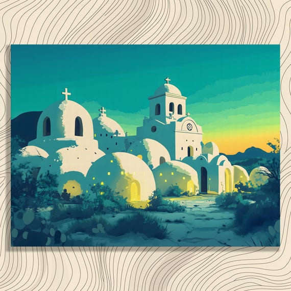 Sunset Church Dome Canvas Wall Art Vibrant Modern Landscape Painting Print Decor Gift For Enthusiasts Scenic Silhouette