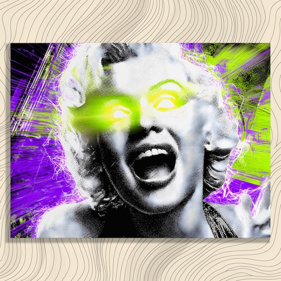 Marilyn Monroe Neon Pop Culture Portrait Vibrant Halftone Wall Art