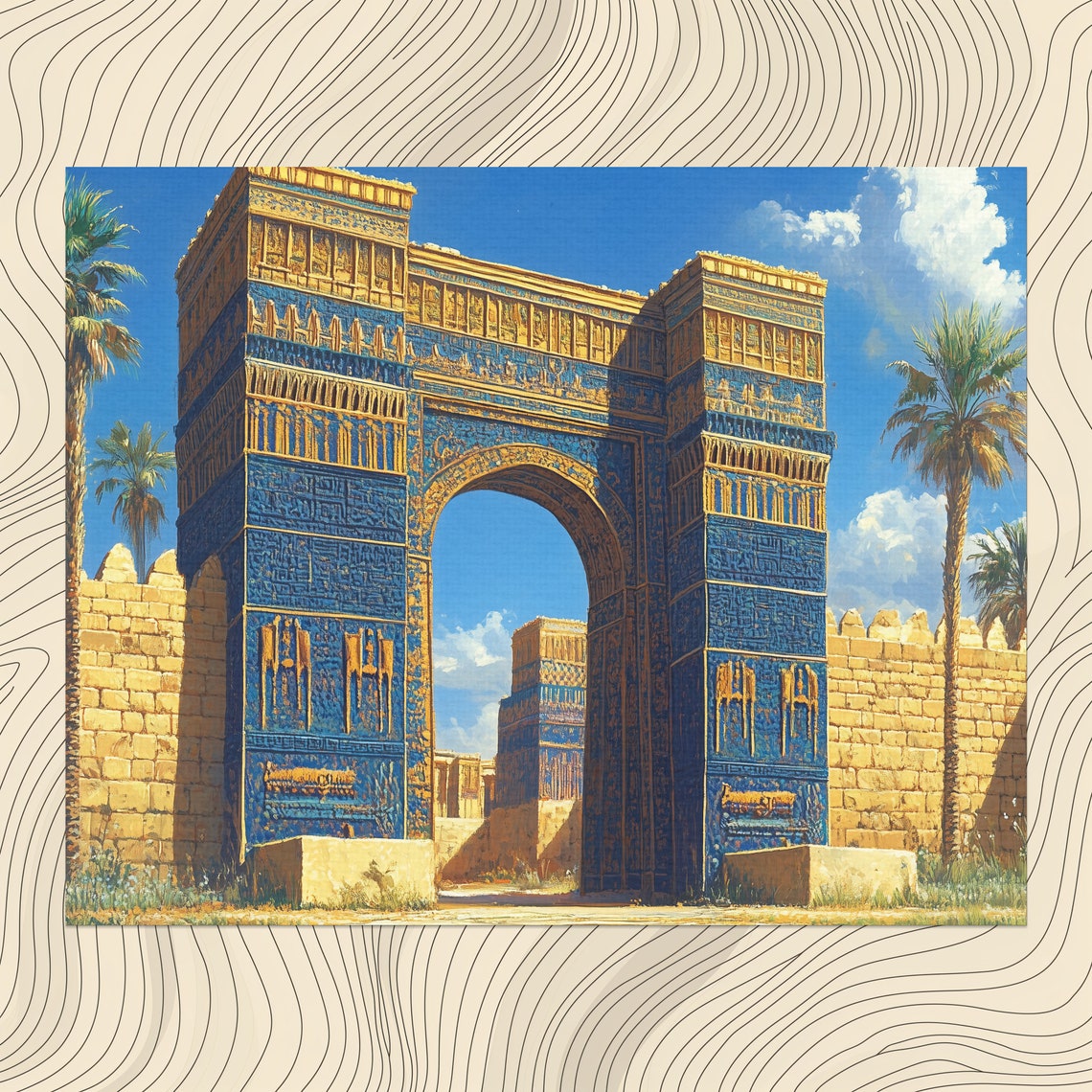 Ishtar Gate Babylon Iraq Blue Glazed Brick Ancient Art Poster