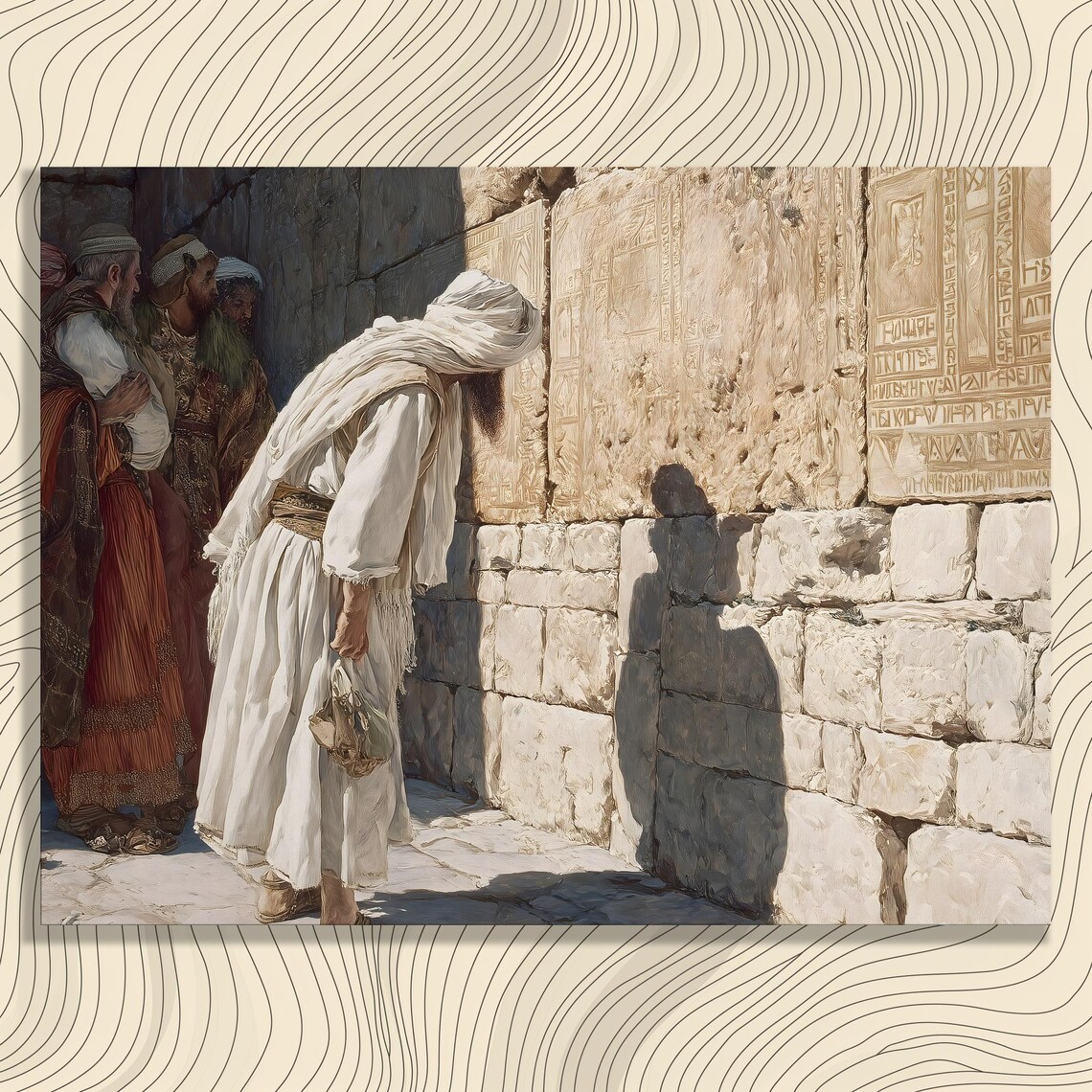 Man Praying At Western Wall Jerusalem Sacred Religious Oil Painting Poster