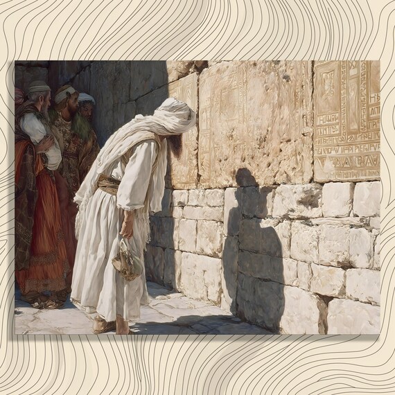 Jerusalem Canvas Wall Art Western Jewish Prayer Israel Religious Decor Painting Biblical Scene Spiritual Home Gift