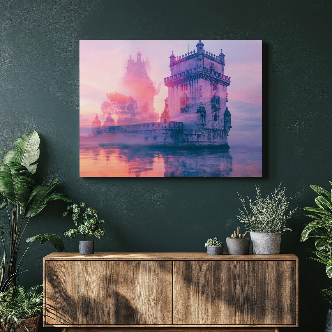 Belem Tower Lisbon Portugal Dreamy Pink Sunrise Landmark Poster