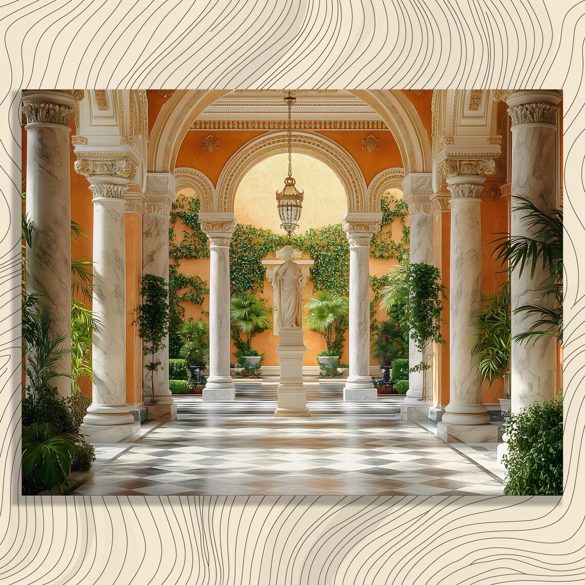 Renaissance Courtyard Marble Columns Arches Elegant Architecture Poster