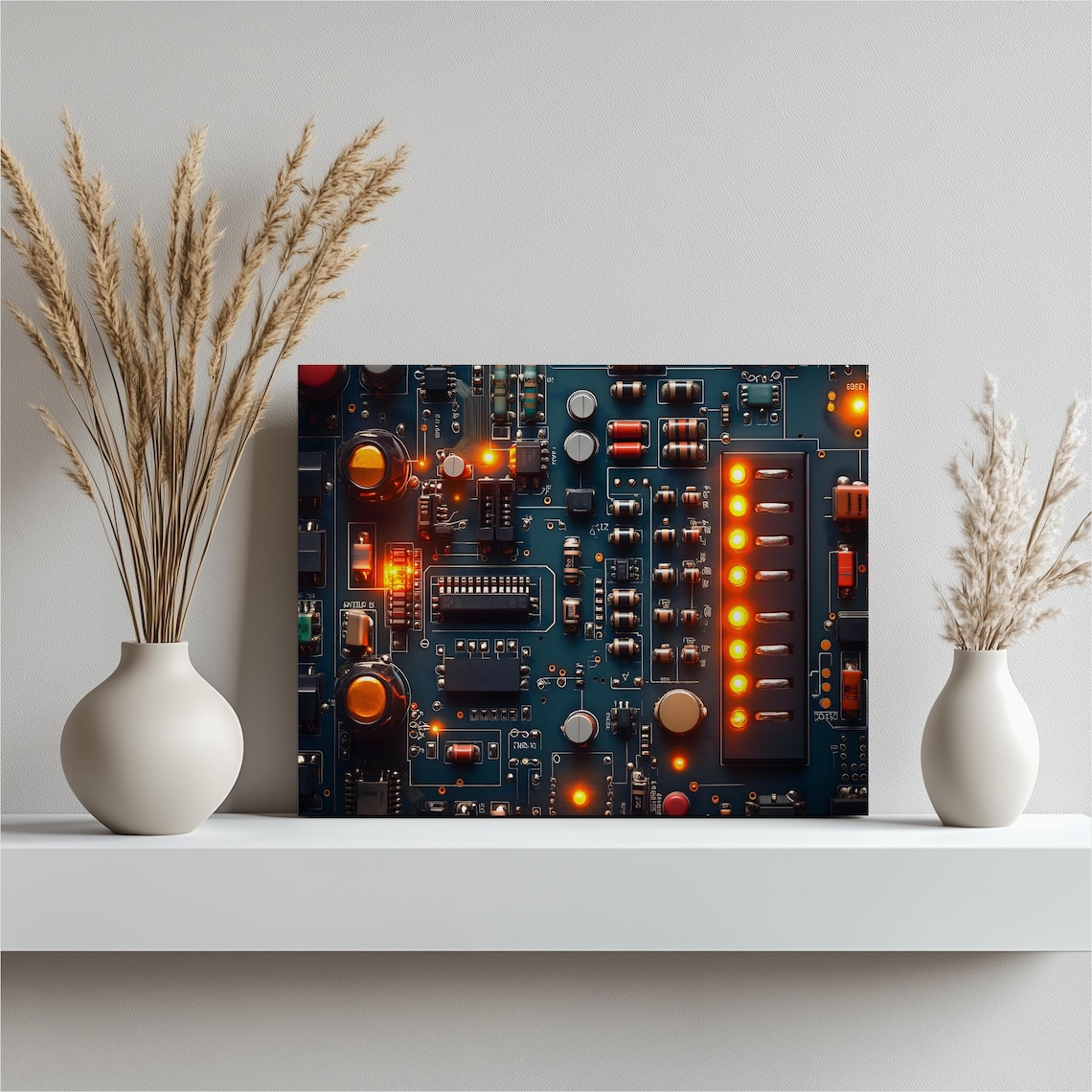 Circuit Board Modern Tech Art Print, Geek Office Decor