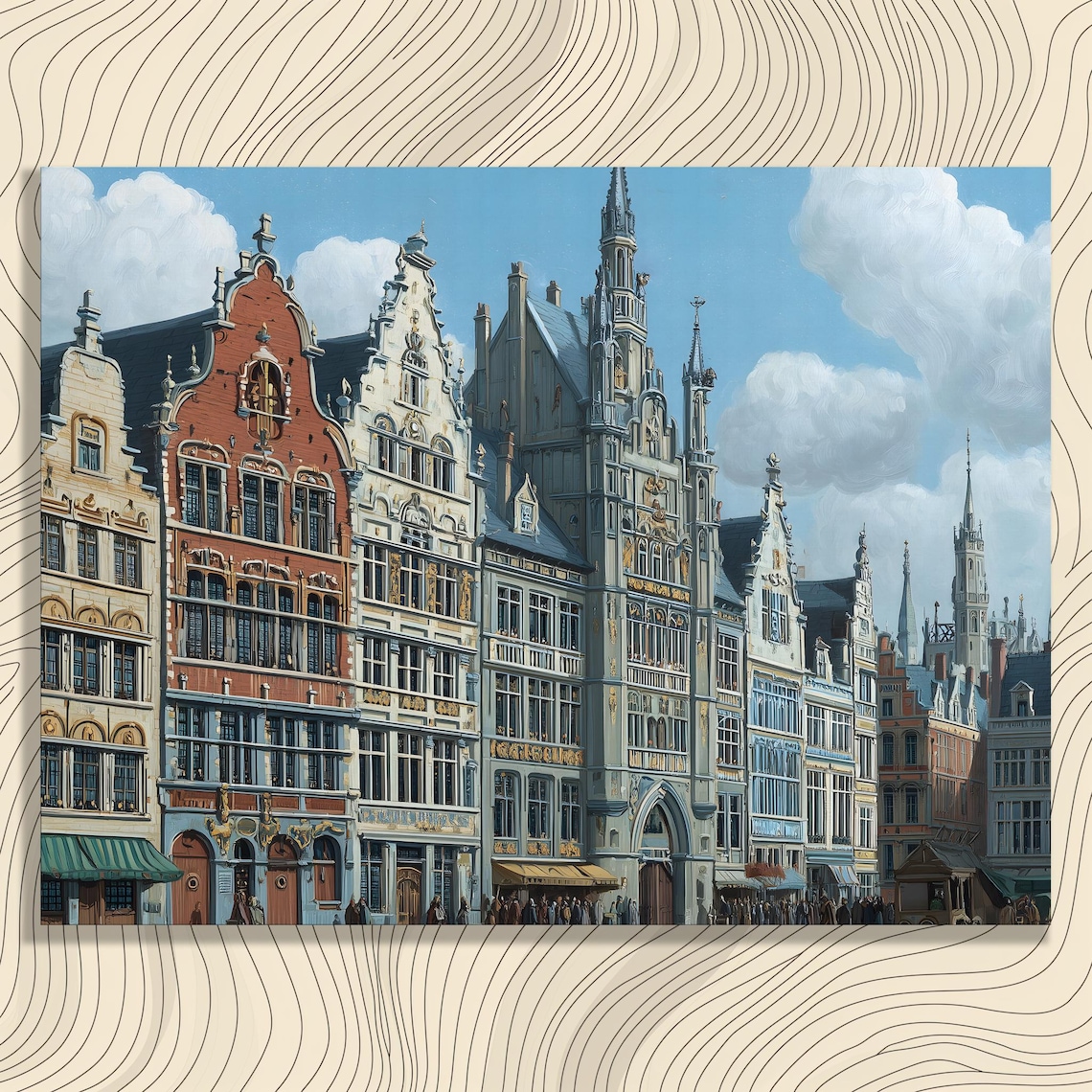 Historic European Town Square Ornate Gabled Facades Street Poster