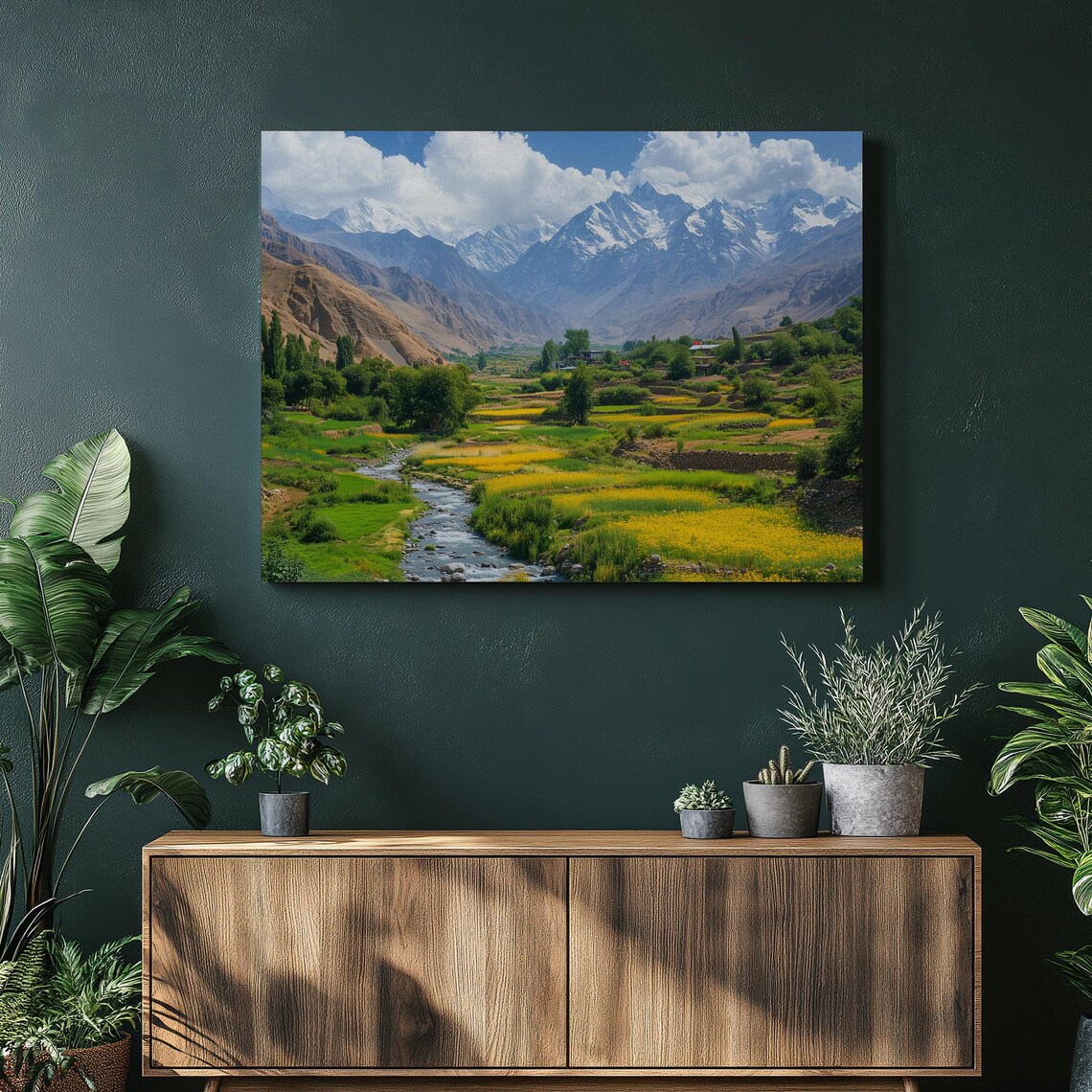 Afghanistan Landscape Art Print, Vibrant Mountain Scene