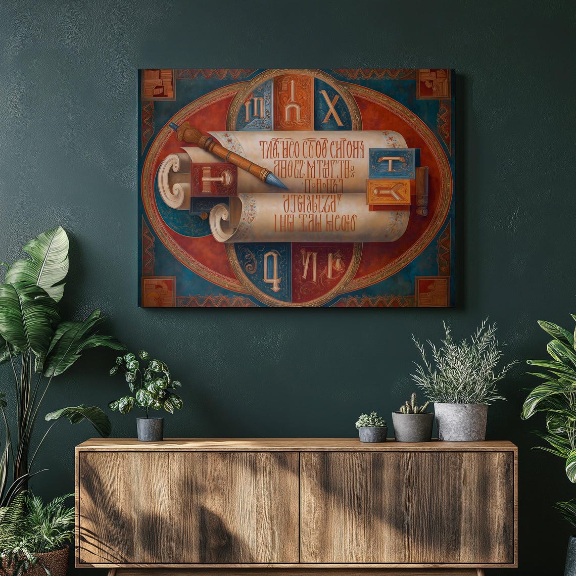 Illuminated Manuscript Scrolls Quill Vintage Calligraphy Art Poster