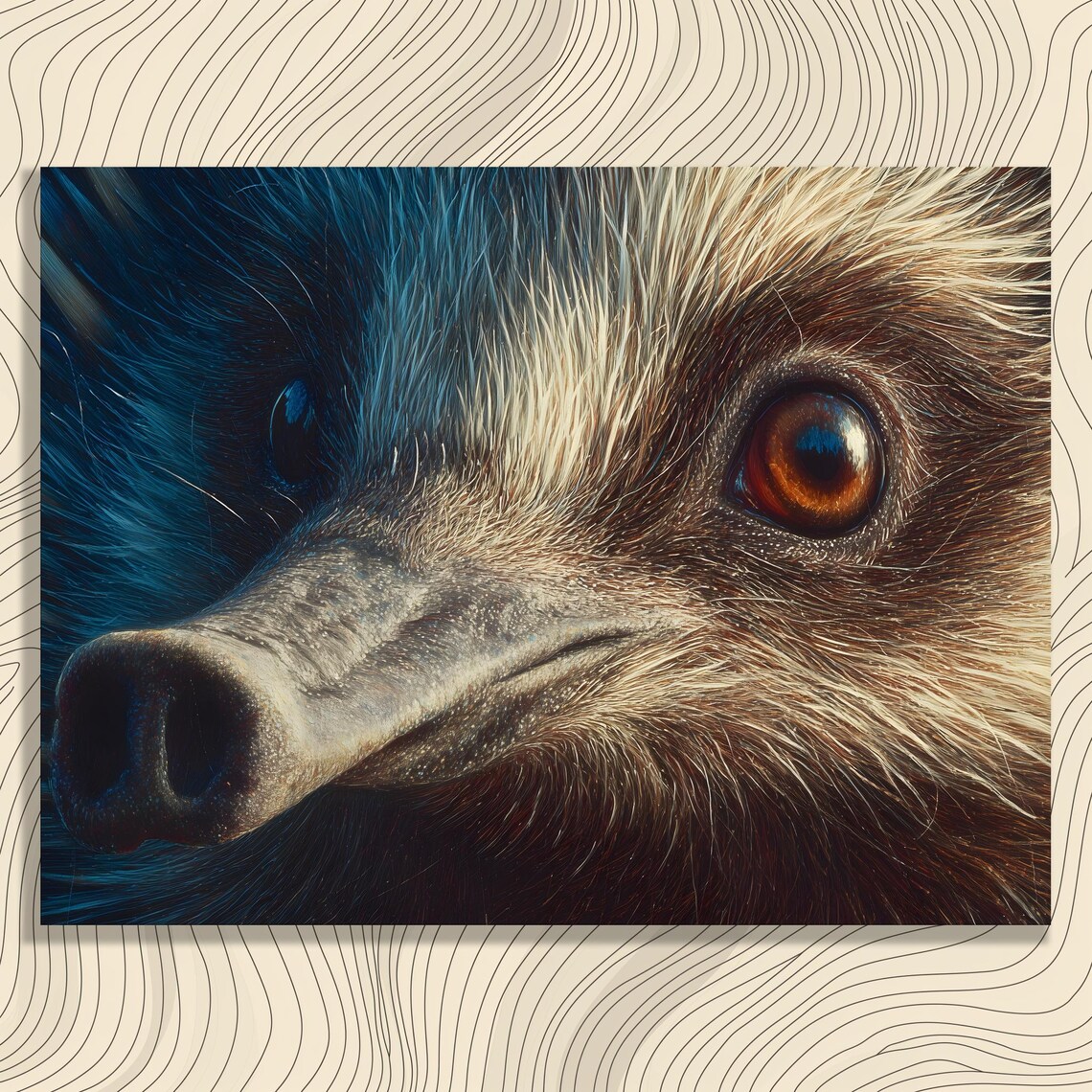 Echidna Close Up Face Photoreal Wildlife Nature Animal Portrait Poster