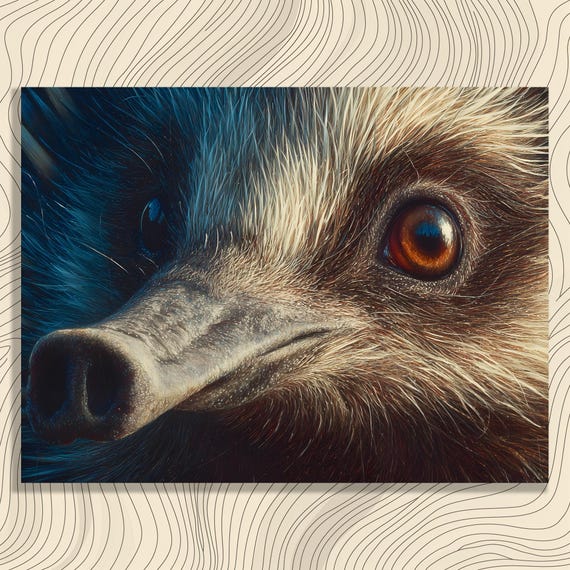 Echidna Close Up Canvas Wall Art Photoreal Wildlife Painting With Quills Detail Australian Animal Portrait Nature Print Gift Modern Decor