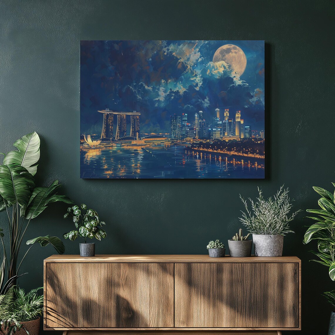 Singapore Canvas Wall Art Beautiful Detailed Oil Painting Of Marina Bay Sands And Peranakan Culture Home Decor Gift Ideas