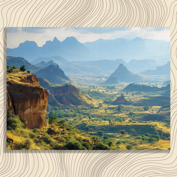 Ethiopia Canvas Wall Art Ethiopian Landscape Colorful Realistic Scenery Unique Home Decor Stunning African Nature Inexpensive Hangings
