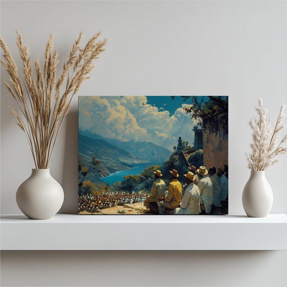 Haiti Canvas Wall Art Tropical Scenery Decor Citadelle Laferriere Illustrations Traditional Haitian Vodou Ceremonies Print Cultural
