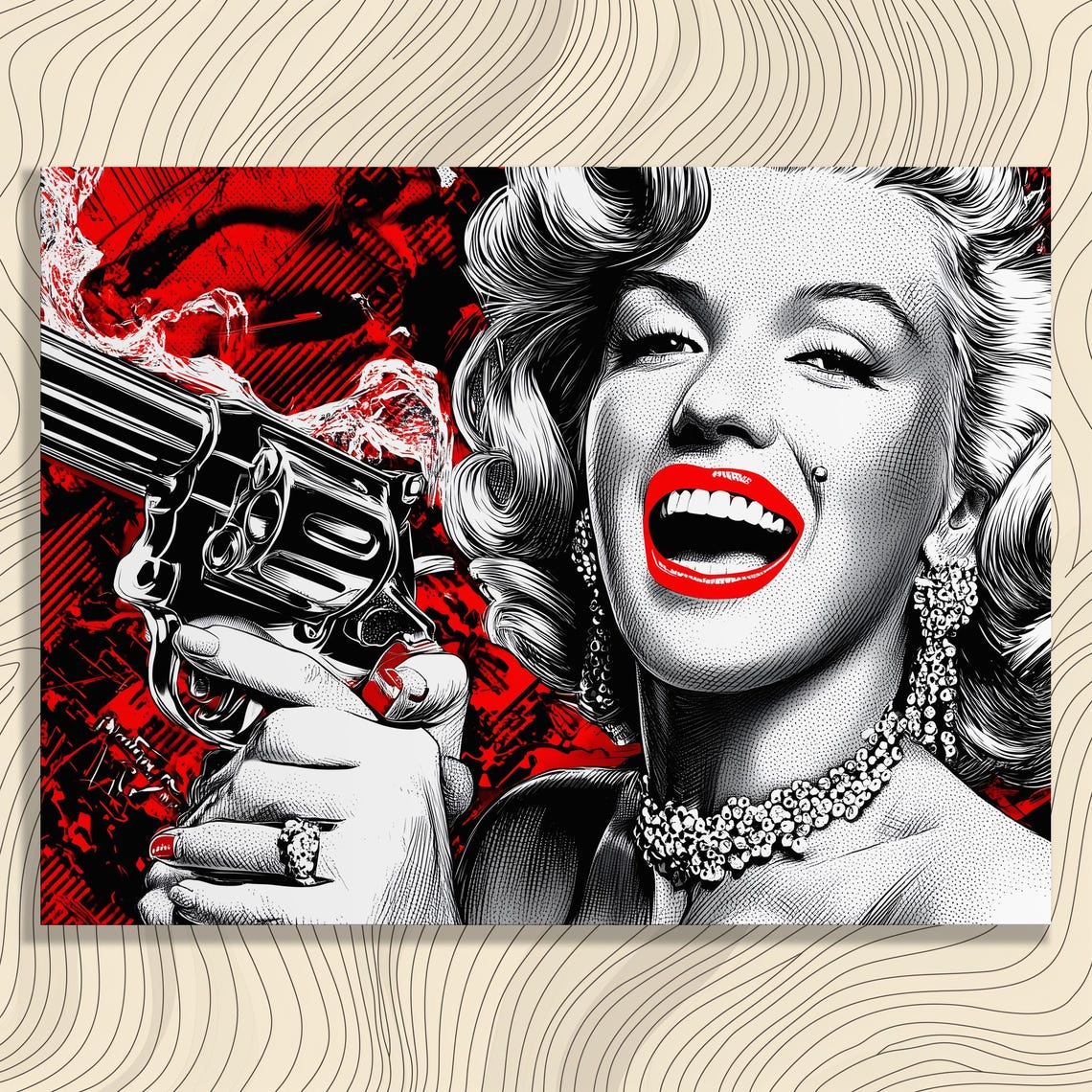 Marilyn Monroe Red Lips Bold Halftone Pop Art Portrait Poster