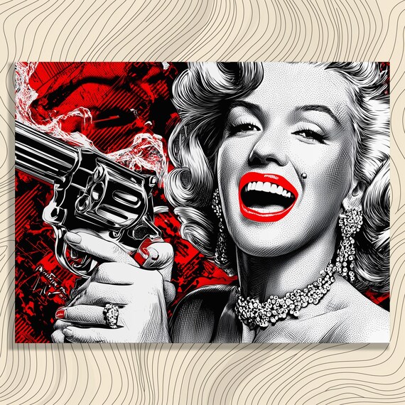 Marilyn Monroe Red Lips Bold Halftone Pop Art Portrait Poster