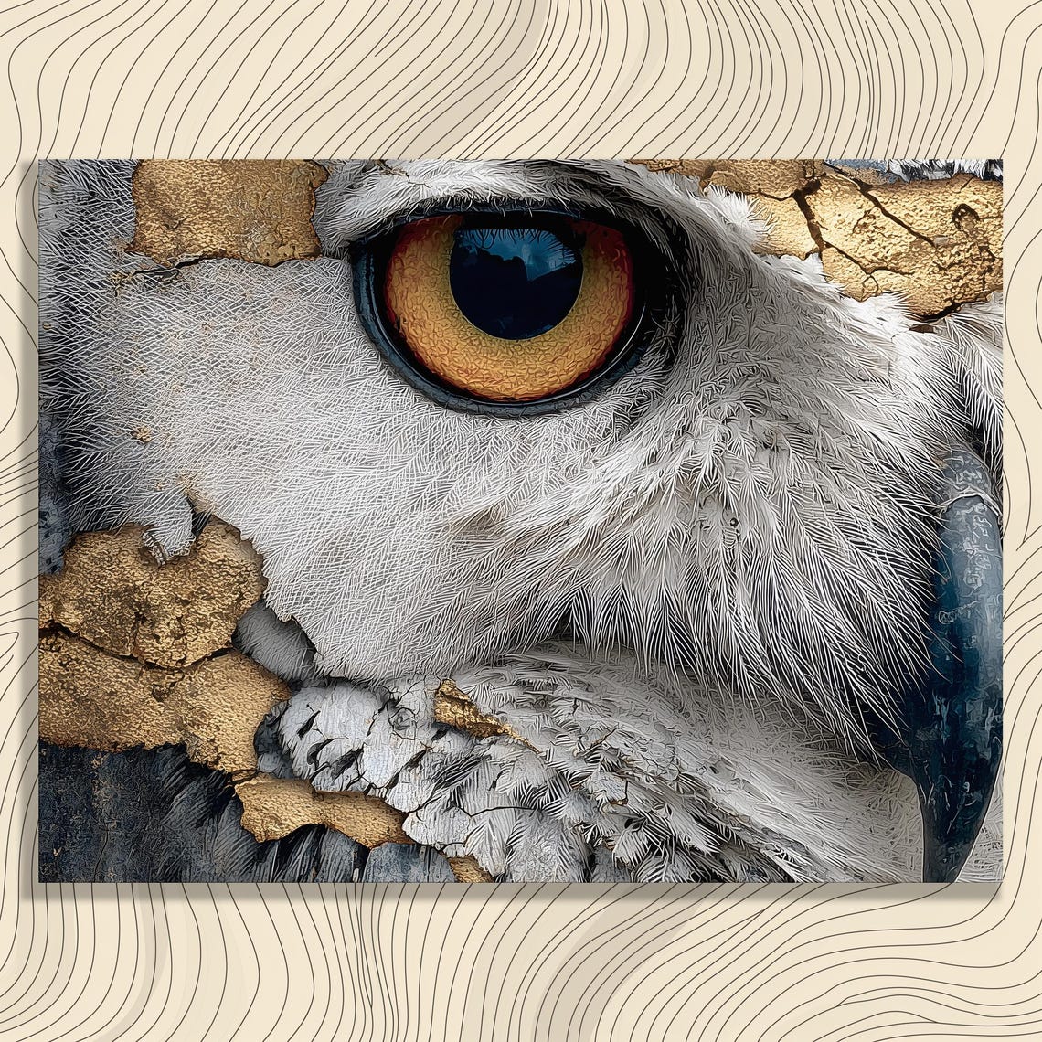 Eagle Eye Close Up Gold Leaf Modern Wildlife Bird Portrait Poster