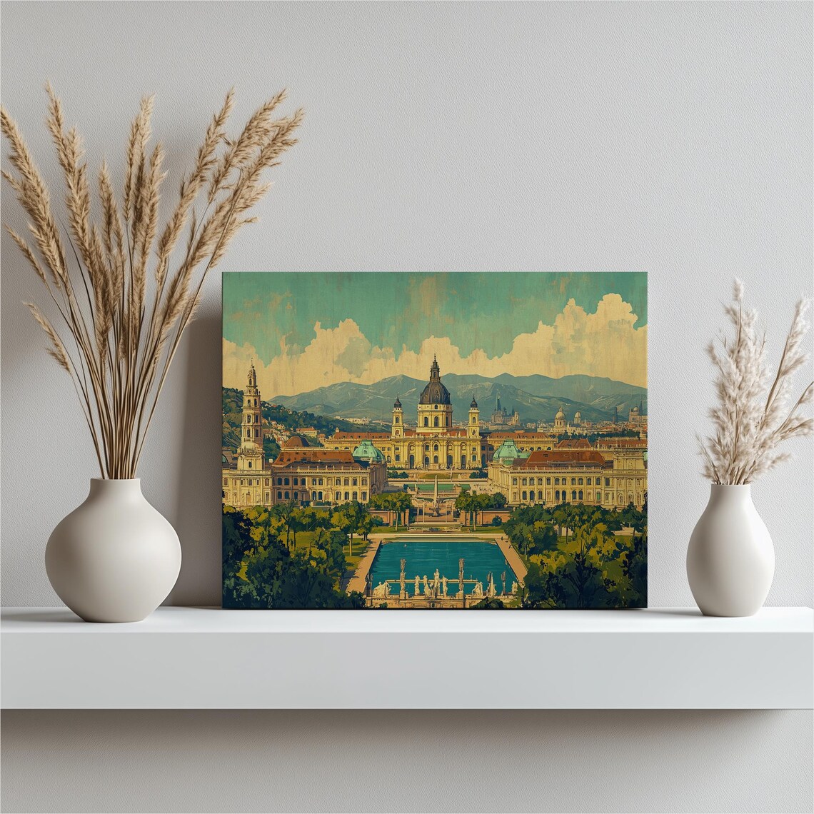 Schonbrunn Palace Vienna Vintage Travel Poster With Garden View