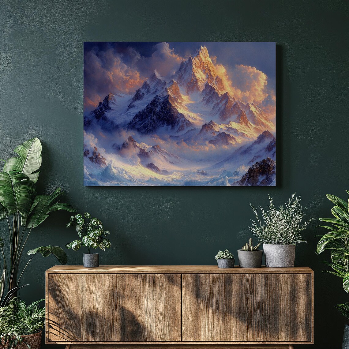 Snowy Mountain Art Print, Winter Landscape