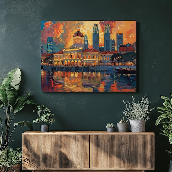 Singapore Canvas Wall Art Stunning Cityscape With Marina Bay Sands And Peranakan Culture Premium Poster Home Decor High Detail