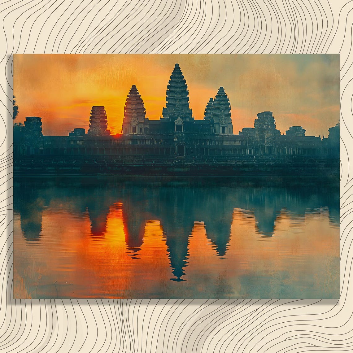 Angkor Wat Sunrise Temple Reflection Cambodia Travel Wall Art