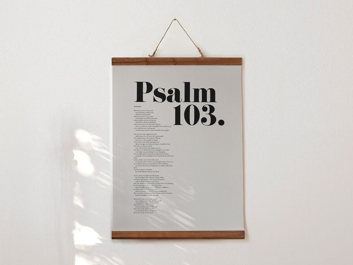 Psalm 103 Bible Verse Art Print, Simple Christian Decor