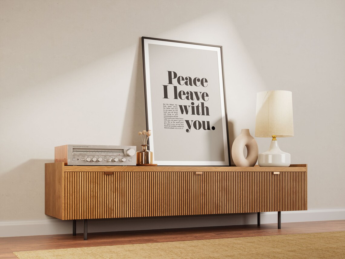 John 14:27 Peace I Leave With You Minimalist Bible Verse Typography Poster - Image 6