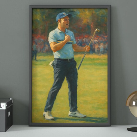 Justin Rose Ryder Cup Team Europe Golf Painting Victory Poster