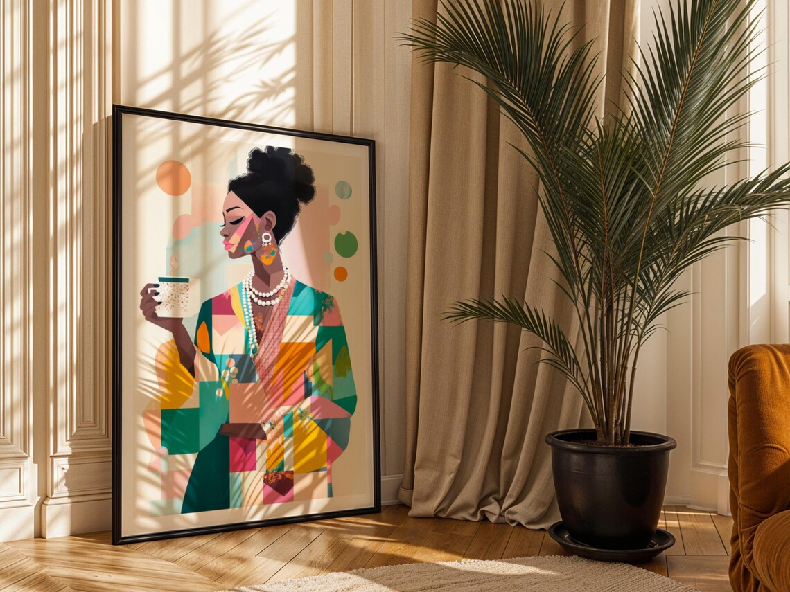 Afrocentric Woman Portrait Print Colorful Abstract Art